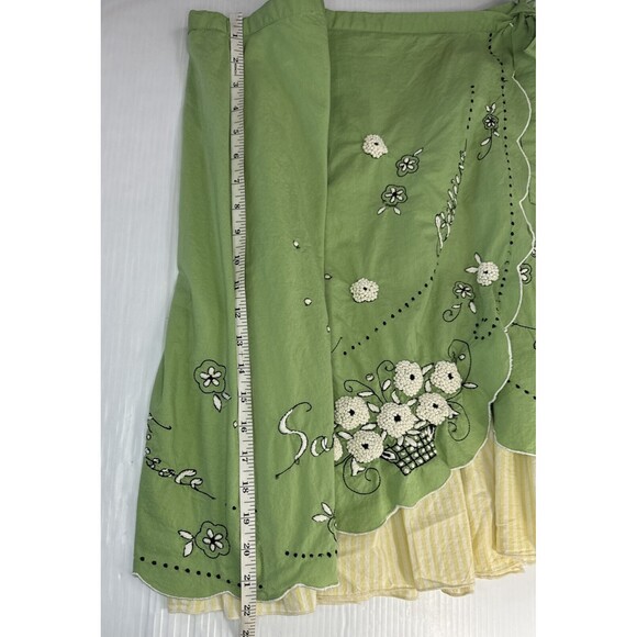 ISO Anthropologie Odille Green Italia Embroidered Faux Wrap Apron Skirt 2005 - Picture 16 of 16